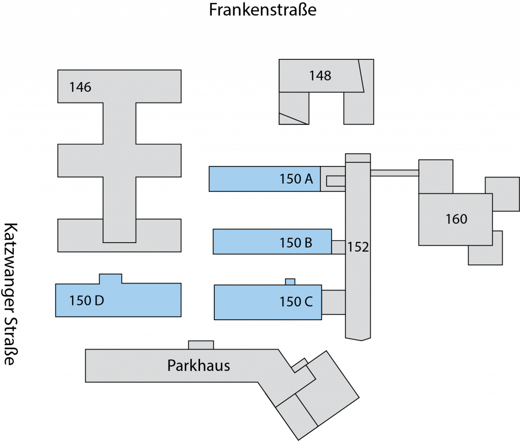 Zu sehen ist der Lageplan des FRANKENCAMPUS in Nürnberg.