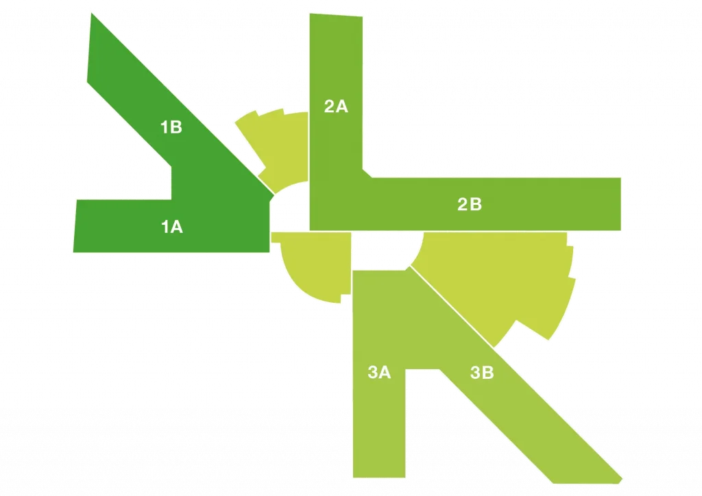 Lageplan der Aufgänge vom Astropark in Frankfurt am Main