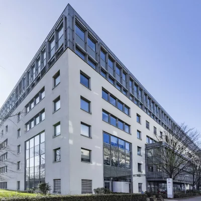 Außenansicht vom Galluspark in Frankfurt.