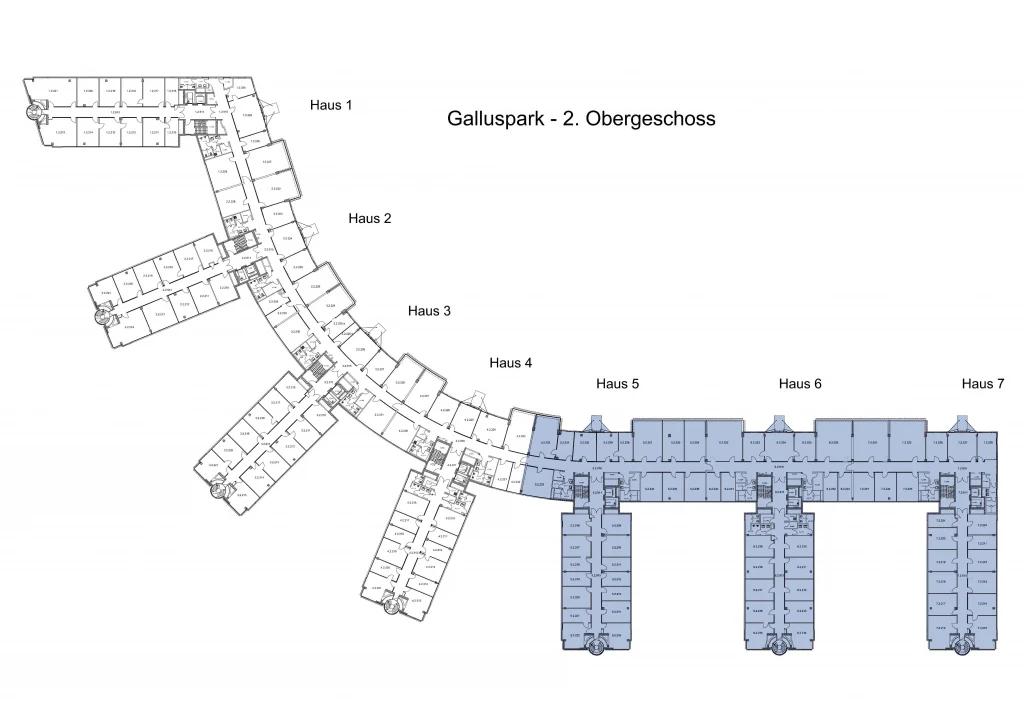 Grundriss vom 2. Obergeschoss vom Galluspark in Frankfurt.