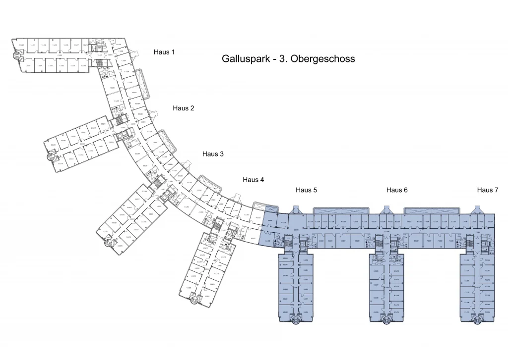 Grundriss vom 3. Obergeschoss vom Galluspark in Frankfurt.