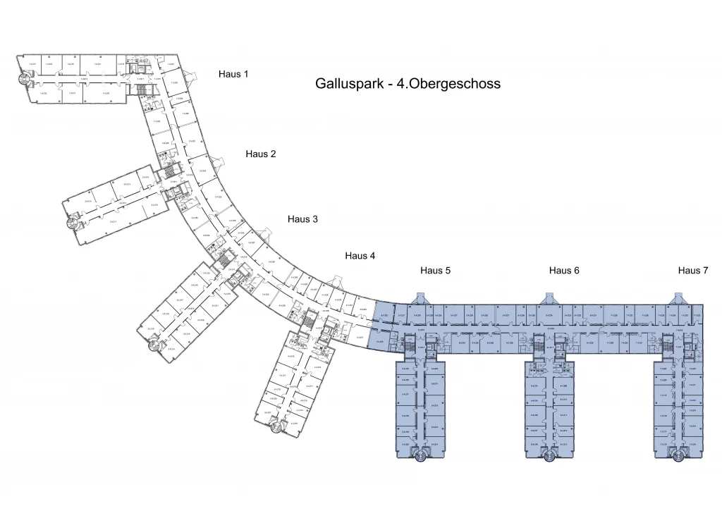 Grundriss vom 4. Obergeschoss vom Galluspark in Frankfurt.