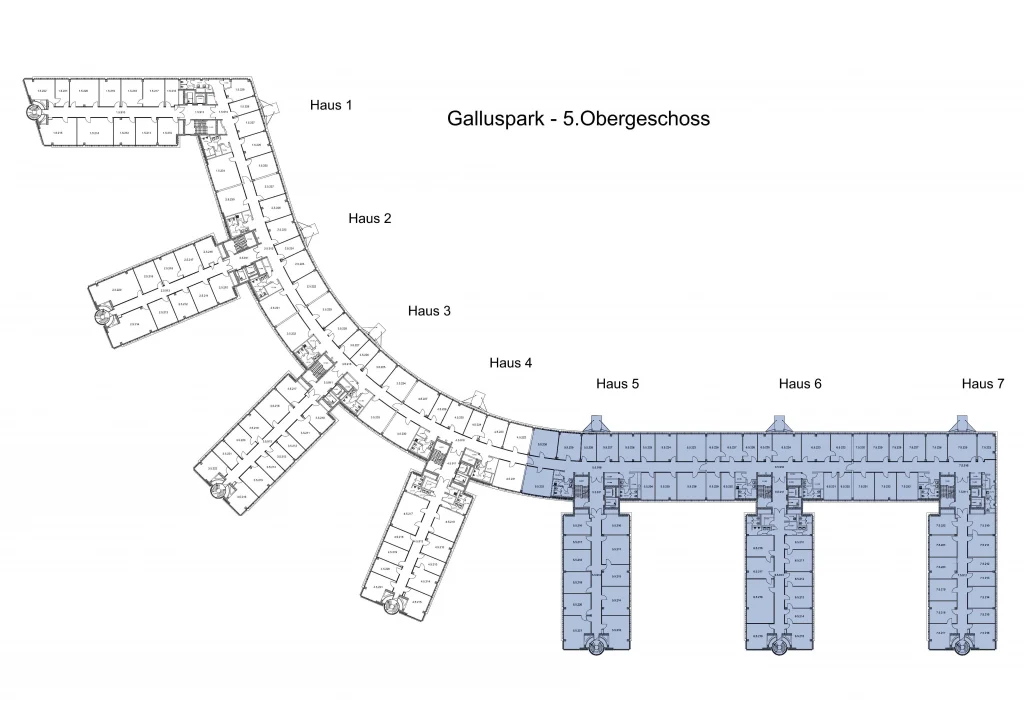Grundriss vom 5. Obergeschoss vom Galluspark in Frankfurt.