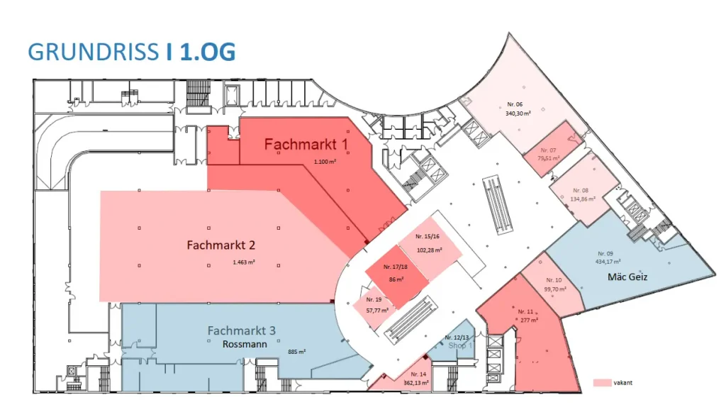 Grundriss vom 1. Obergeschoss vom Marktplatz Center Hellersdorf in Berlin