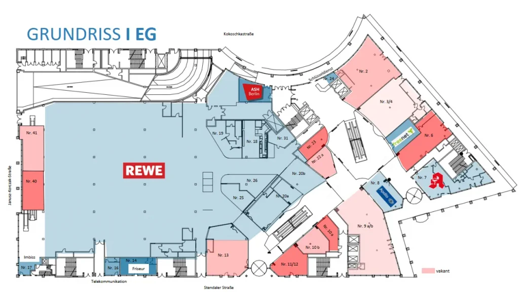 Grundriss vom Erdgeschoss vom Marktplatz Center Hellersdorf in Berlin