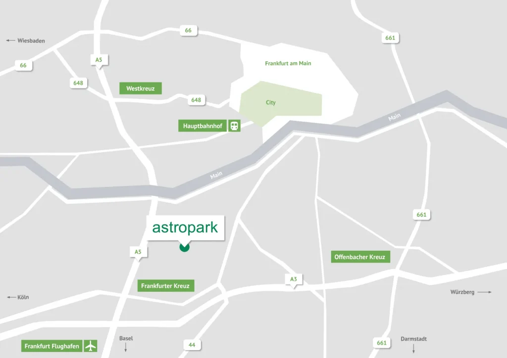 Lageplan vom Astropark in Frankfurt am Main