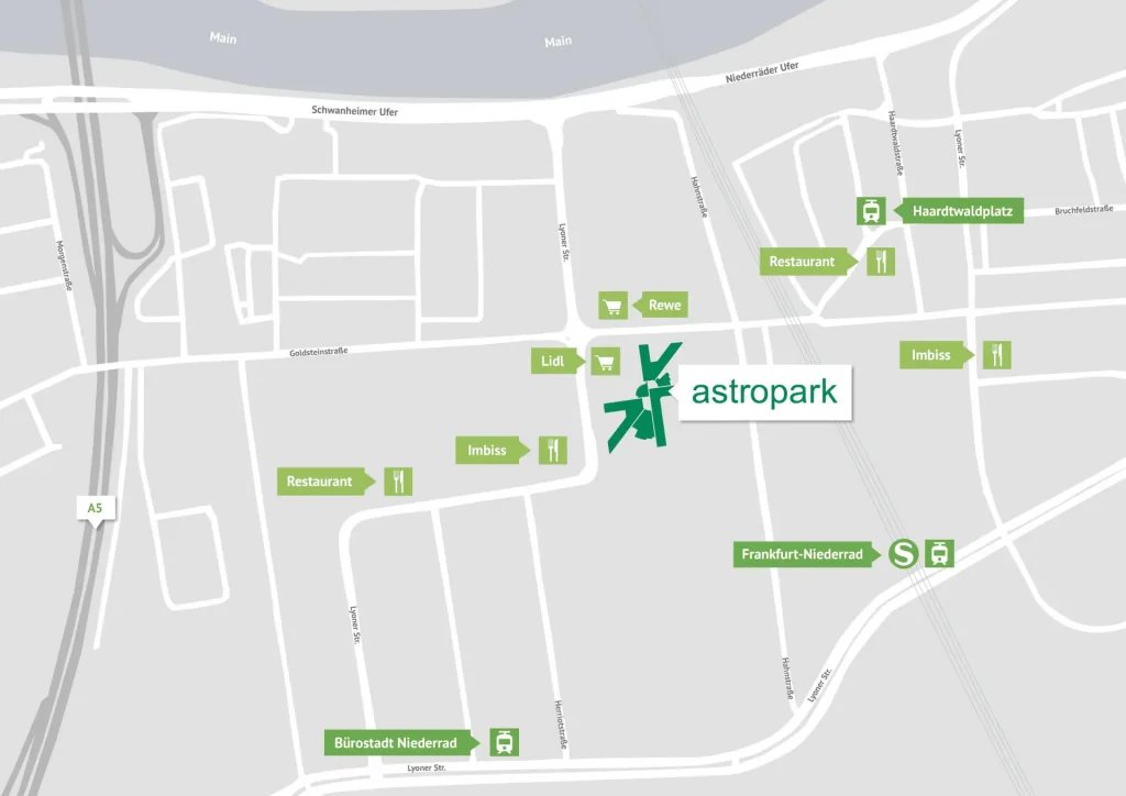 Lageplan vom Astropark in Frankfurt am Main