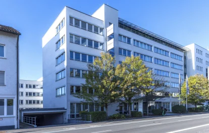 Perspektivische Ansicht des Büroobjekts Horizont III in Stuttgart mit zeitloser Architektur und stadtnaher Lage.