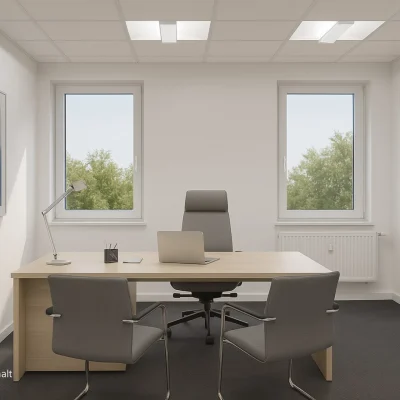 Visualisierung eines Einzelbüros im Objekt Kreuzberger Ring 68 in Wiesbaden.