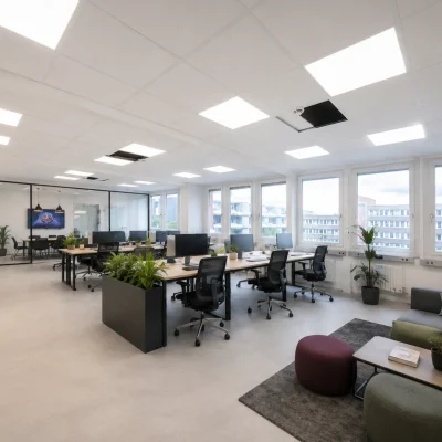 Großraumbüro mit Loungeecke und verglastem Besprechungsraum, Sibille-Hartmann-Straße 2-8 Köln